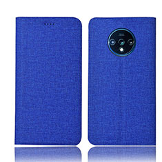 Cloth Case Stands Flip Cover H01 for OnePlus 7T Blue