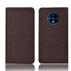 Cloth Case Stands Flip Cover H01 for OnePlus 7T Brown