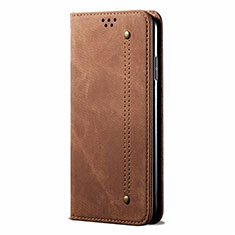 Cloth Case Stands Flip Cover H01 for Oppo A92 Brown