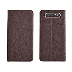 Cloth Case Stands Flip Cover H01 for Samsung Galaxy A90 4G Brown