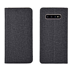Cloth Case Stands Flip Cover H01 for Samsung Galaxy S10 Plus Black