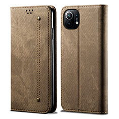 Cloth Case Stands Flip Cover H01 for Xiaomi Mi 11 Lite 4G Khaki