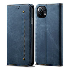 Cloth Case Stands Flip Cover H01 for Xiaomi Mi 11 Lite 5G Blue