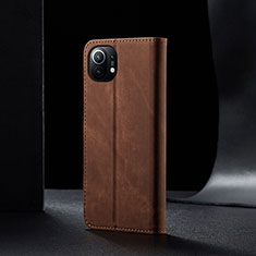 Cloth Case Stands Flip Cover H02 for Xiaomi Mi 11 Lite 5G Brown