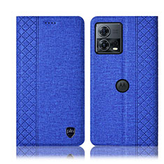 Cloth Case Stands Flip Cover H12P for Motorola Moto Edge 30 Fusion 5G Blue