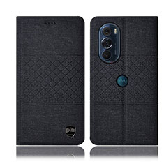 Cloth Case Stands Flip Cover H12P for Motorola Moto Edge 30 Pro 5G Black