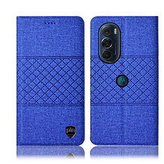 Cloth Case Stands Flip Cover H12P for Motorola Moto Edge 30 Pro 5G Blue