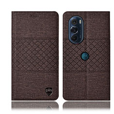 Cloth Case Stands Flip Cover H12P for Motorola Moto Edge Plus (2022) 5G Brown