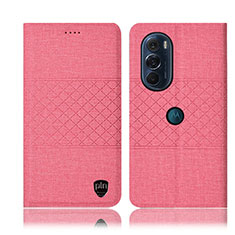 Cloth Case Stands Flip Cover H12P for Motorola Moto Edge Plus (2022) 5G Pink