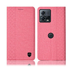 Cloth Case Stands Flip Cover H12P for Motorola Moto Edge S30 Pro 5G Pink