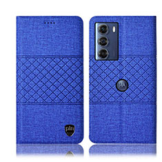 Cloth Case Stands Flip Cover H12P for Motorola Moto G200 5G Blue