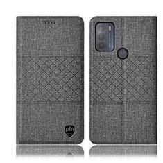 Cloth Case Stands Flip Cover H12P for Motorola Moto G50 Gray