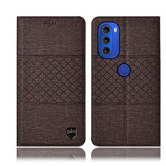 Cloth Case Stands Flip Cover H12P for Motorola Moto G51 5G Brown