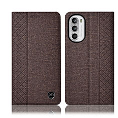 Cloth Case Stands Flip Cover H12P for Motorola MOTO G52 Brown
