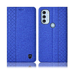 Cloth Case Stands Flip Cover H12P for Motorola Moto G71 5G Blue
