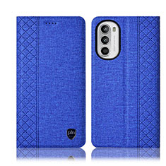 Cloth Case Stands Flip Cover H12P for Motorola Moto G71s 5G Blue