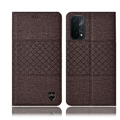 Cloth Case Stands Flip Cover H12P for OnePlus Nord N200 5G Brown
