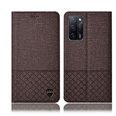 Cloth Case Stands Flip Cover H12P for Oppo A53s 5G Brown