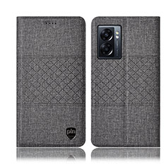 Cloth Case Stands Flip Cover H12P for Oppo A56S 5G Gray