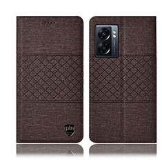 Cloth Case Stands Flip Cover H12P for Oppo A57 5G Brown