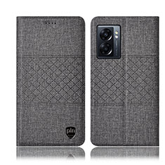 Cloth Case Stands Flip Cover H12P for Oppo A57 5G Gray