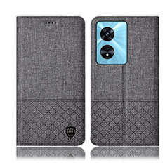 Cloth Case Stands Flip Cover H12P for Oppo A78 5G Gray