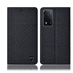 Cloth Case Stands Flip Cover H12P for Oppo A93s 5G Black