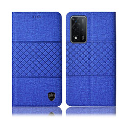 Cloth Case Stands Flip Cover H12P for Oppo A93s 5G Blue