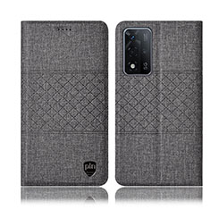 Cloth Case Stands Flip Cover H12P for Oppo A93s 5G Gray