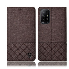 Cloth Case Stands Flip Cover H12P for Oppo A95 5G Brown