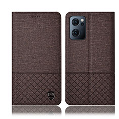 Cloth Case Stands Flip Cover H12P for Oppo Find X5 Lite 5G Brown