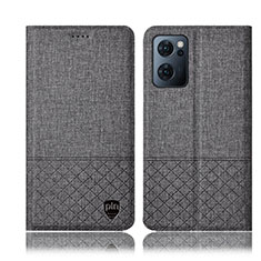 Cloth Case Stands Flip Cover H12P for Oppo Find X5 Lite 5G Gray