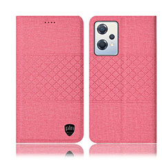 Cloth Case Stands Flip Cover H12P for Oppo K10X 5G Pink