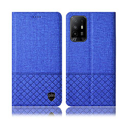 Cloth Case Stands Flip Cover H12P for Oppo Reno5 Z 5G Blue