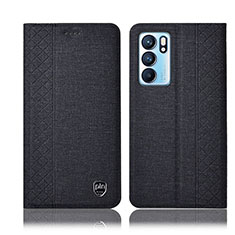 Cloth Case Stands Flip Cover H12P for Oppo Reno6 5G Black