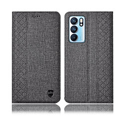 Cloth Case Stands Flip Cover H12P for Oppo Reno6 5G Gray