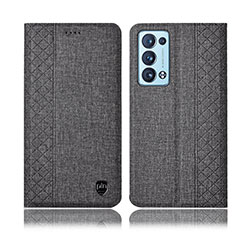 Cloth Case Stands Flip Cover H12P for Oppo Reno6 Pro 5G Gray