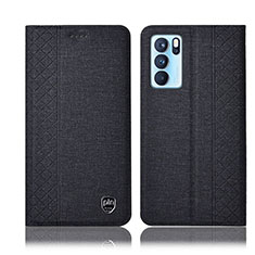 Cloth Case Stands Flip Cover H12P for Oppo Reno6 Pro 5G India Black