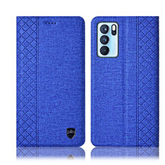 Cloth Case Stands Flip Cover H12P for Oppo Reno6 Pro 5G India Blue
