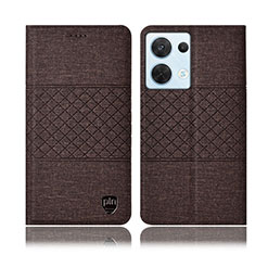 Cloth Case Stands Flip Cover H12P for Oppo Reno8 5G Brown