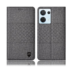 Cloth Case Stands Flip Cover H12P for Oppo Reno8 5G Gray