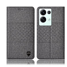 Cloth Case Stands Flip Cover H12P for Oppo Reno8 Pro 5G Gray