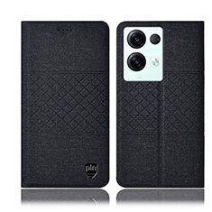 Cloth Case Stands Flip Cover H12P for Oppo Reno8 Pro+ Plus 5G Black