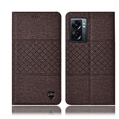 Cloth Case Stands Flip Cover H12P for Realme Narzo 50 5G Brown