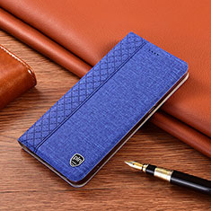 Cloth Case Stands Flip Cover H12P for Samsung Galaxy F52 5G Blue