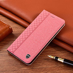 Cloth Case Stands Flip Cover H12P for Samsung Galaxy M22 4G Pink