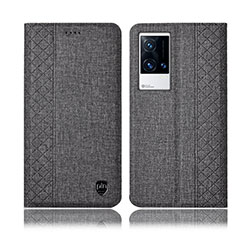 Cloth Case Stands Flip Cover H12P for Vivo iQOO 8 5G Gray
