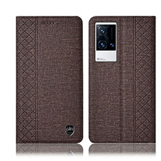 Cloth Case Stands Flip Cover H12P for Vivo iQOO 8 Pro 5G Brown