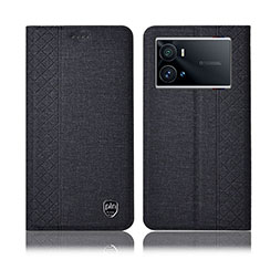 Cloth Case Stands Flip Cover H12P for Vivo iQOO 9 Pro 5G Black