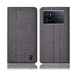 Cloth Case Stands Flip Cover H12P for Vivo iQOO 9 Pro 5G Gray
